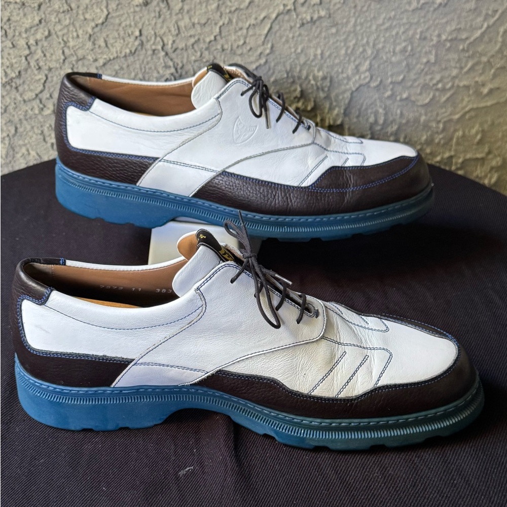 Michael Toschi Mens Golf Shoes Black & White/blue size 11 Made In Italy excelent